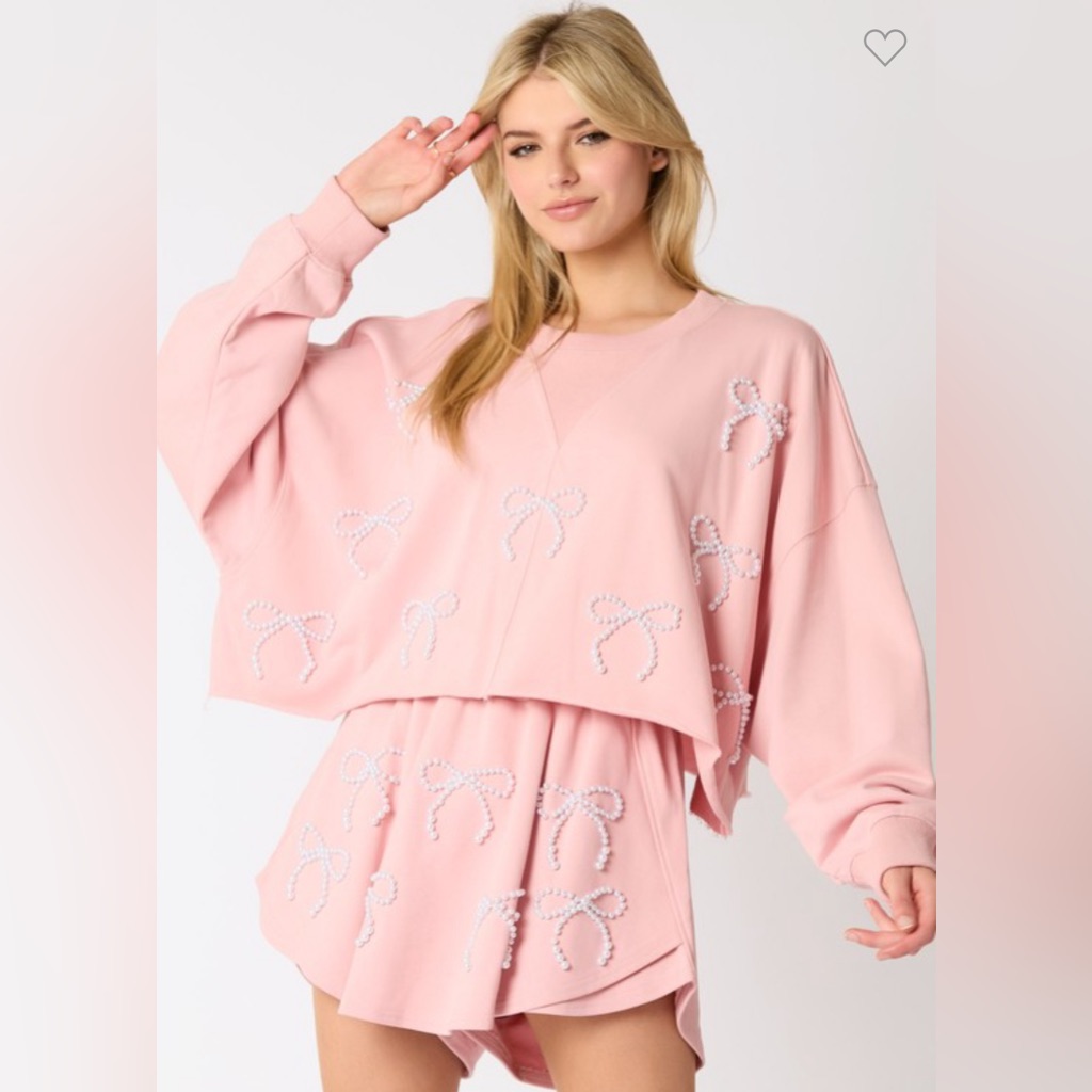 Pink Pearl Bow Casual Women’s Shorts